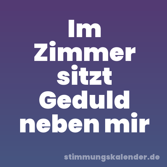 Im Zimmer sitzt Geduld neben mir