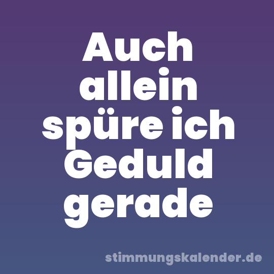 Auch allein spüre ich Geduld gerade