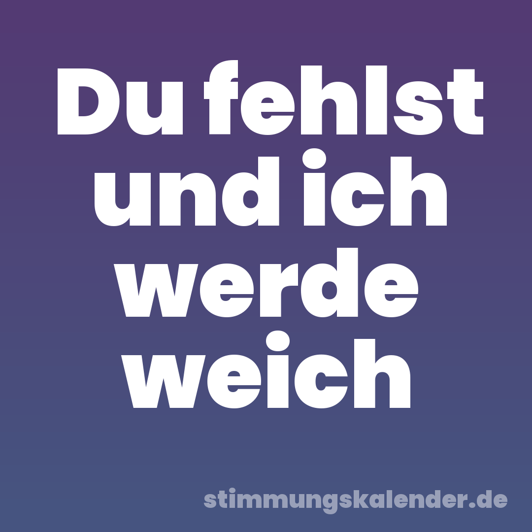 Du fehlst und ich werde weich