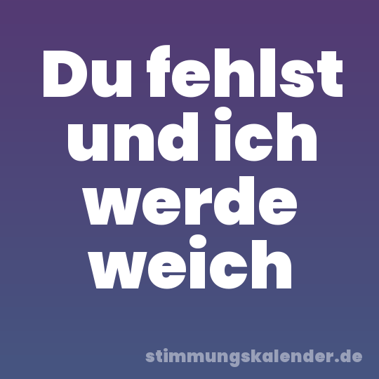 Du fehlst und ich werde weich