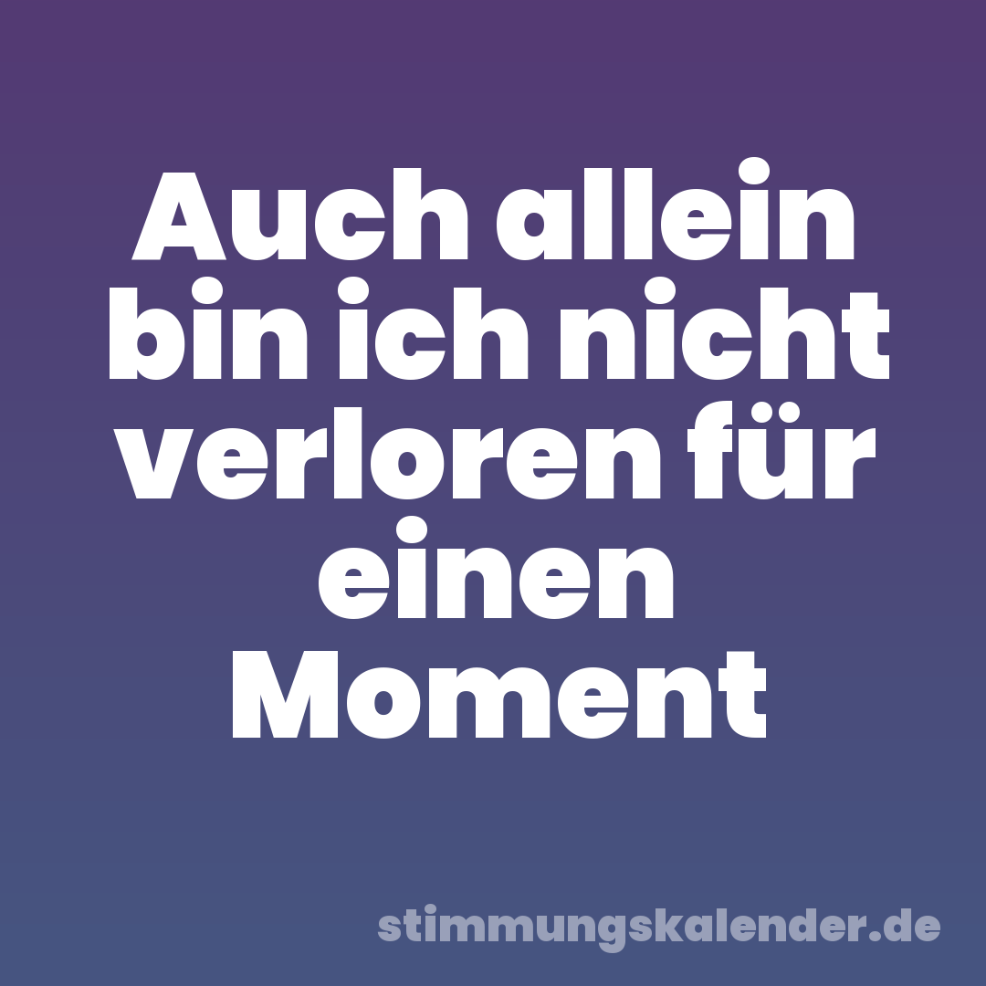Auch allein bin ich nicht verloren für einen Moment