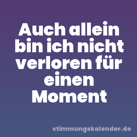 Auch allein bin ich nicht verloren für einen Moment