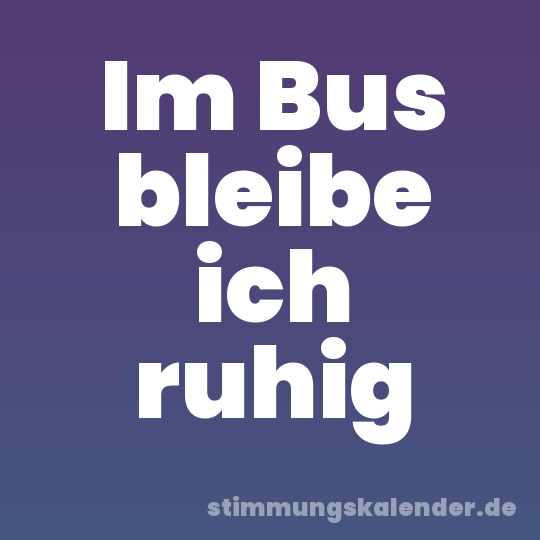 Im Bus bleibe ich ruhig