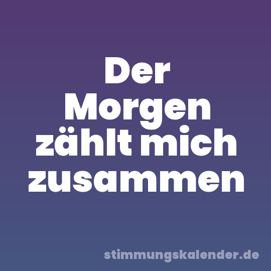 Der Morgen zählt mich zusammen