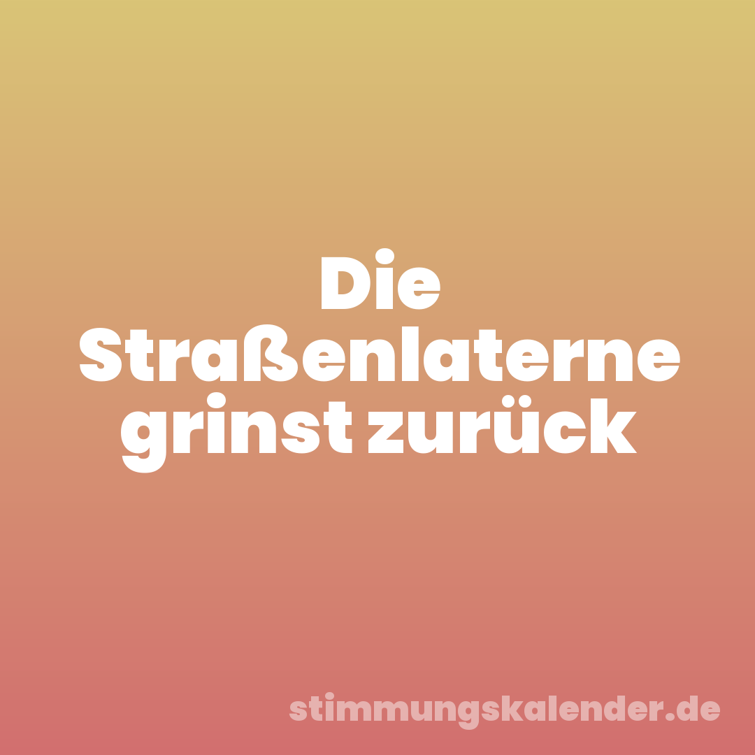 Die Straßenlaterne grinst zurück