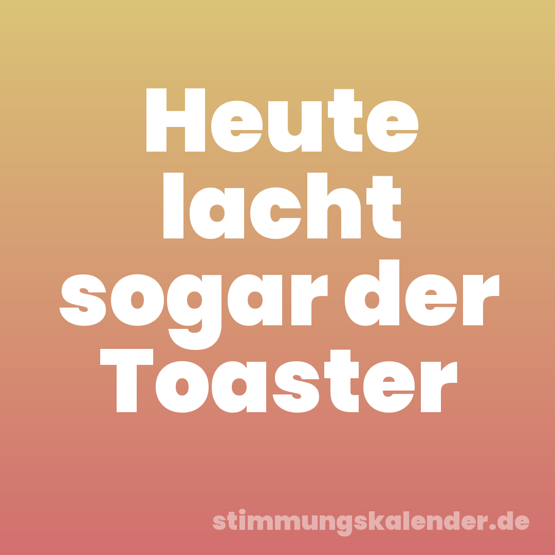 Heute lacht sogar der Toaster