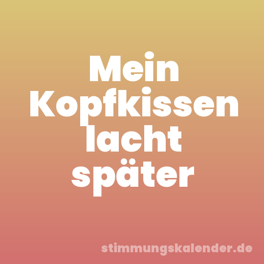 Mein Kopfkissen lacht später