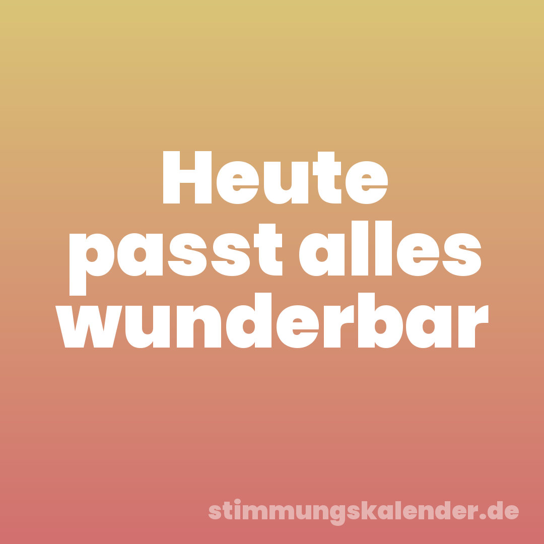 Heute passt alles wunderbar