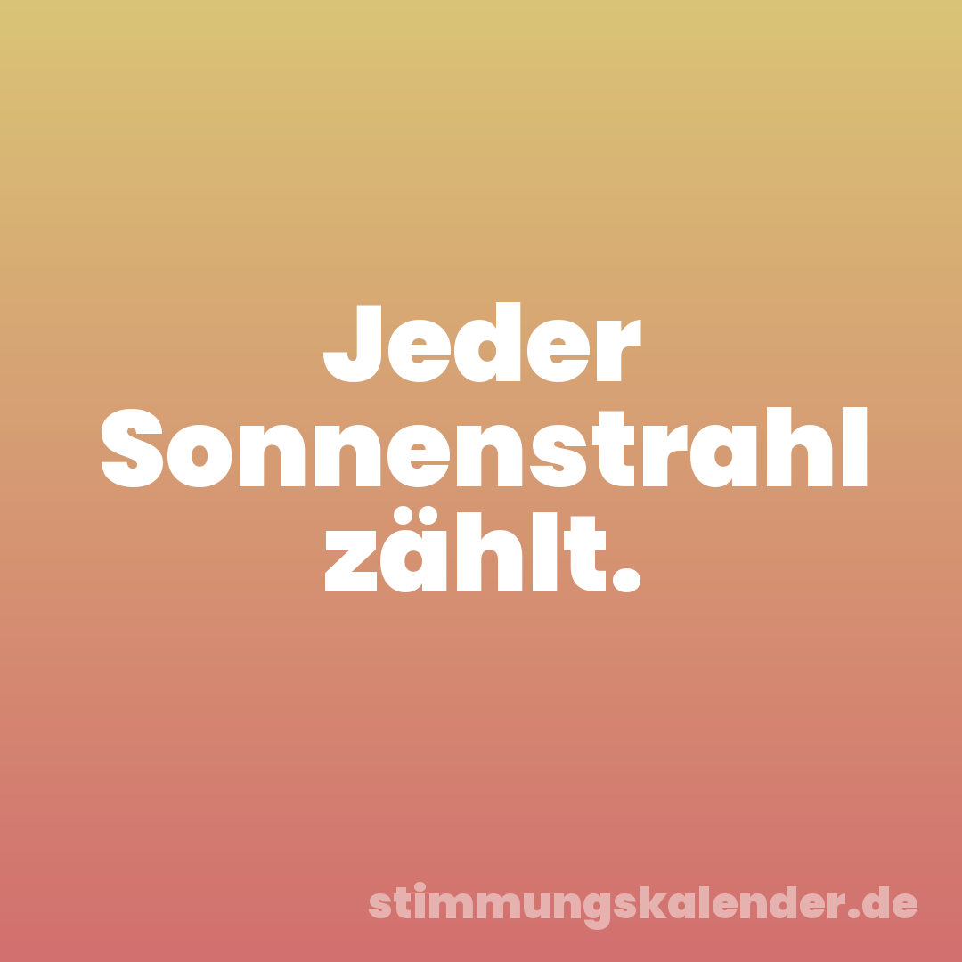 Jeder Sonnenstrahl zählt.