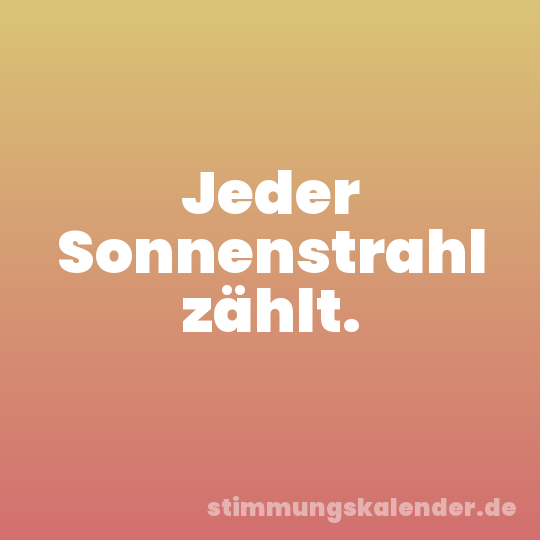 Jeder Sonnenstrahl zählt.