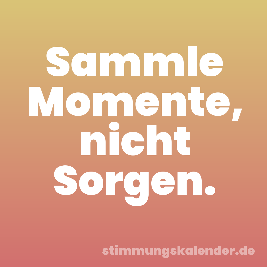 Sammle Momente, nicht Sorgen.