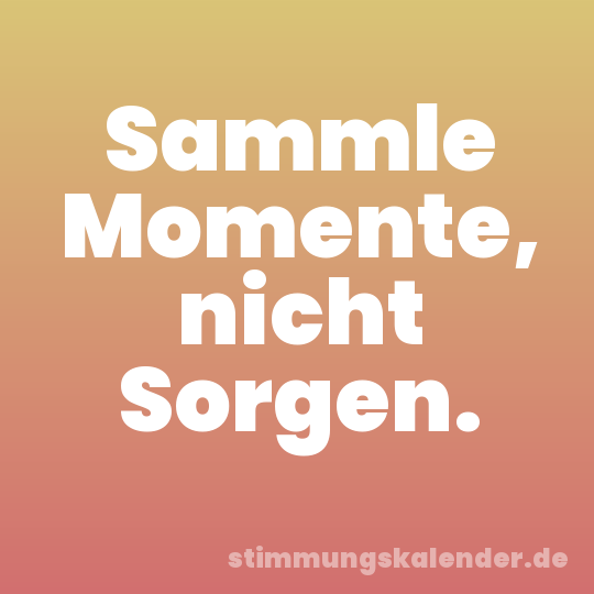 Sammle Momente, nicht Sorgen.