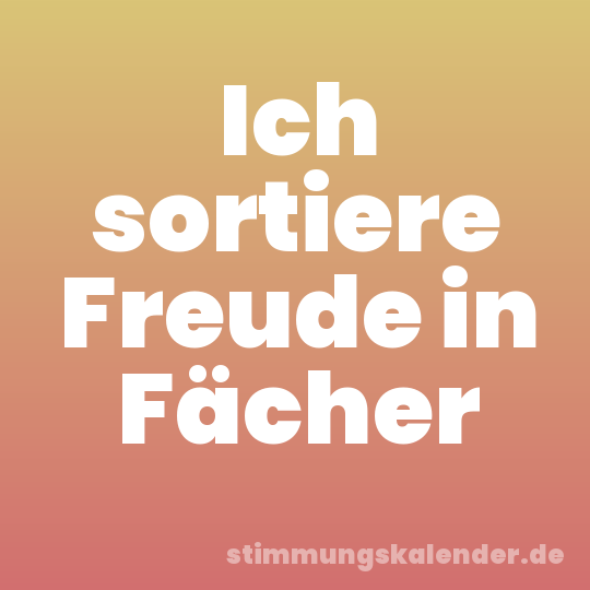 Ich sortiere Freude in Fächer