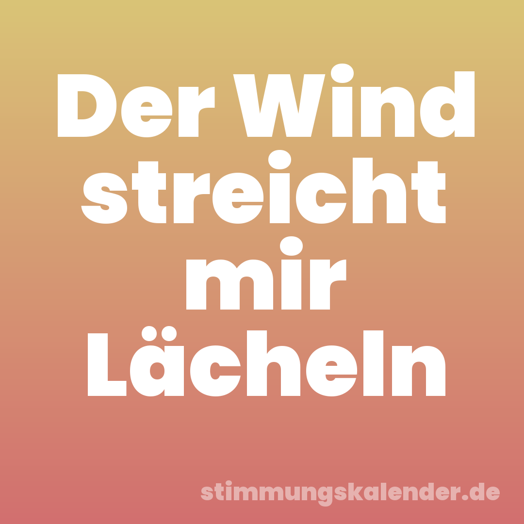 Der Wind streicht mir Lächeln