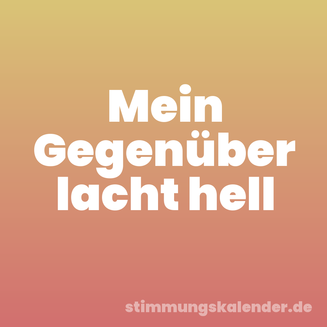 Mein Gegenüber lacht hell