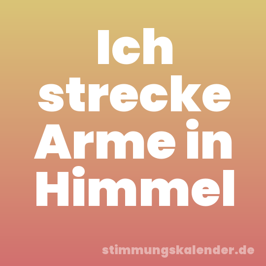 Ich strecke Arme in Himmel