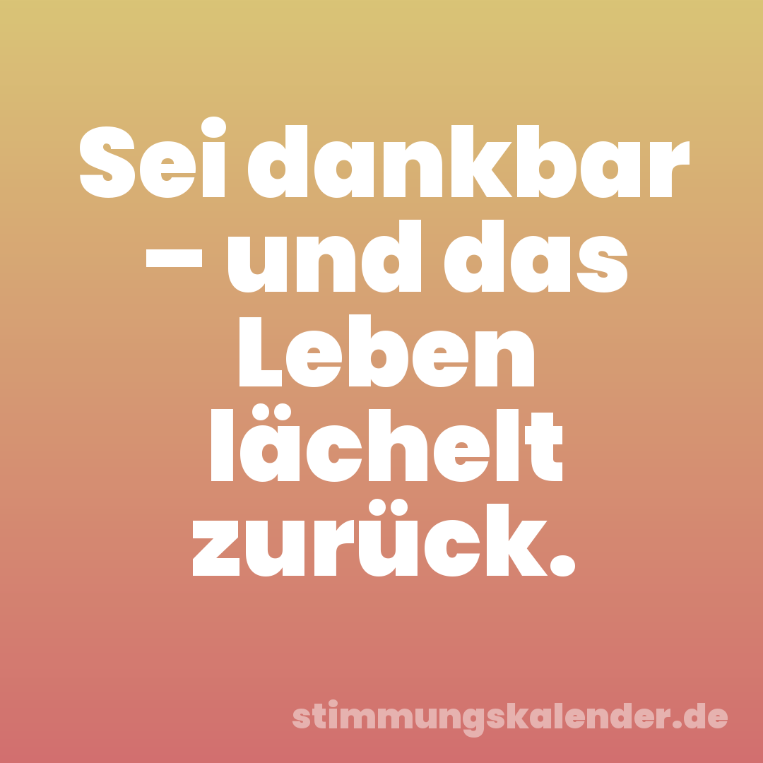 Sei dankbar – und das Leben lächelt zurück.
