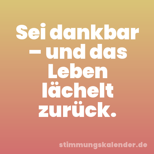 Sei dankbar – und das Leben lächelt zurück.
