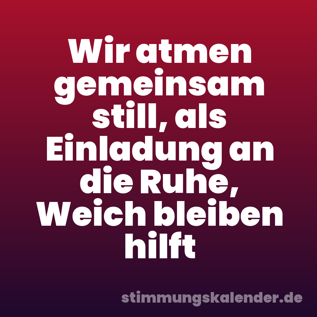 Wir atmen gemeinsam still, als Einladung an die Ruhe, Weich bleiben hilft