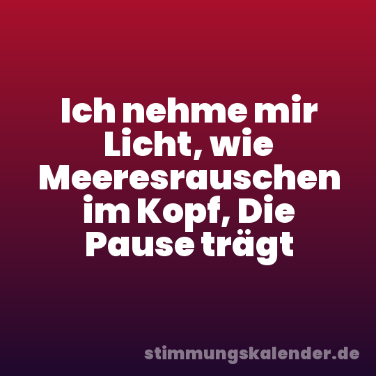 Ich nehme mir Licht, wie Meeresrauschen im Kopf, Die Pause trägt
