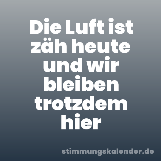 Die Luft ist zäh heute und wir bleiben trotzdem hier