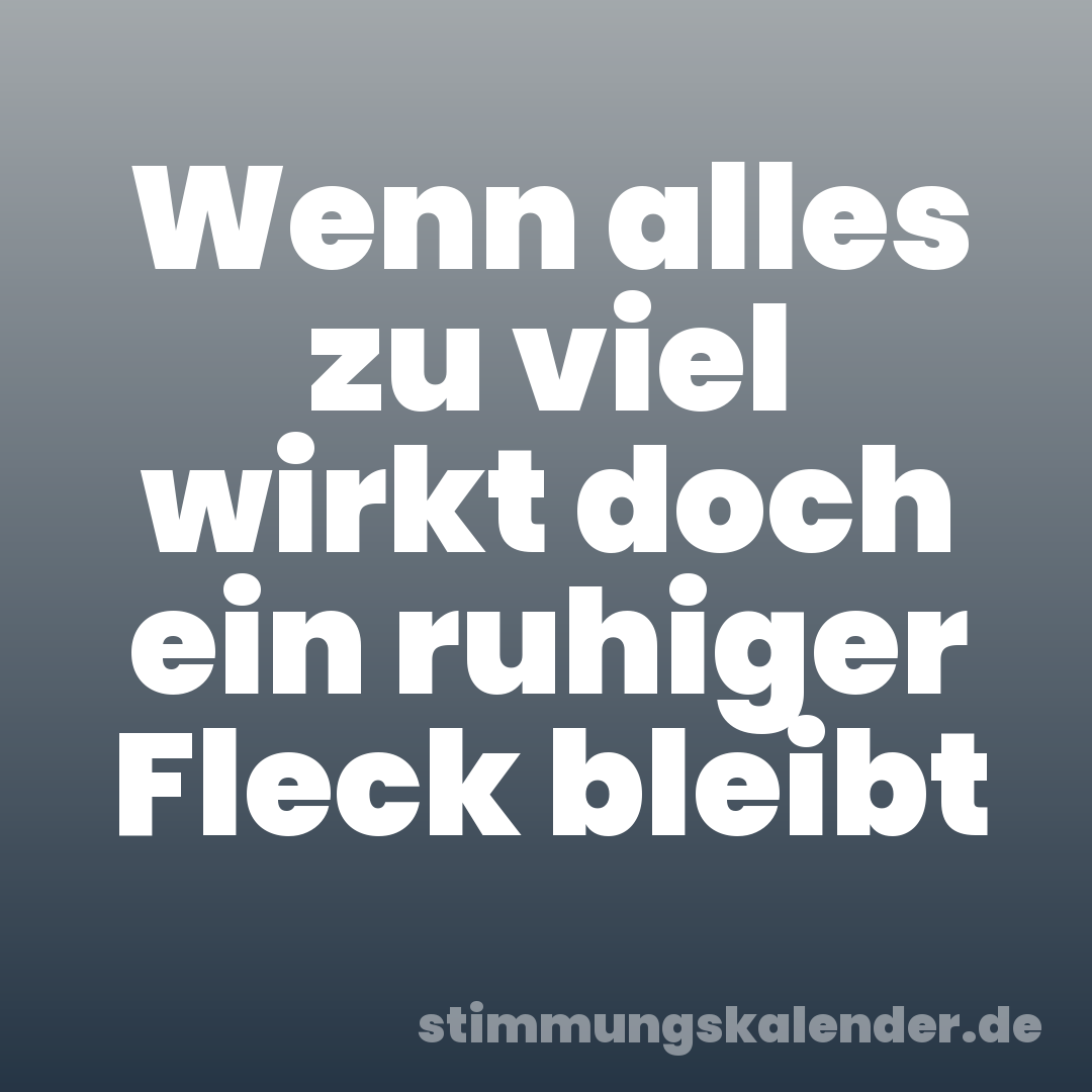 Wenn alles zu viel wirkt doch ein ruhiger Fleck bleibt
