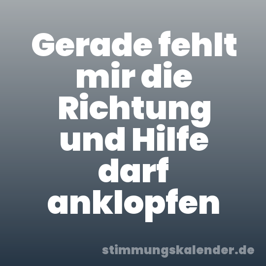 Gerade fehlt mir die Richtung und Hilfe darf anklopfen