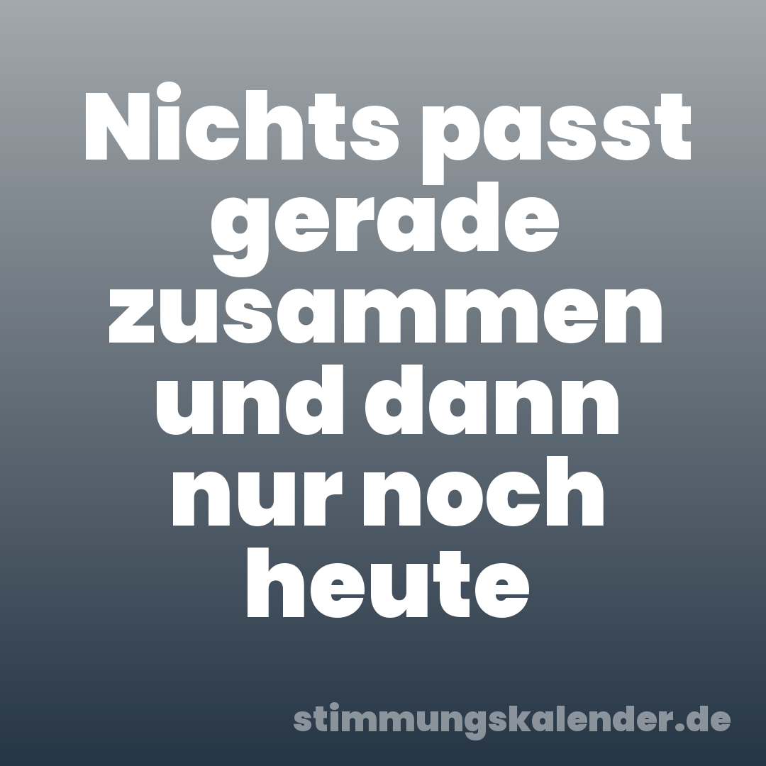 Nichts passt gerade zusammen und dann nur noch heute