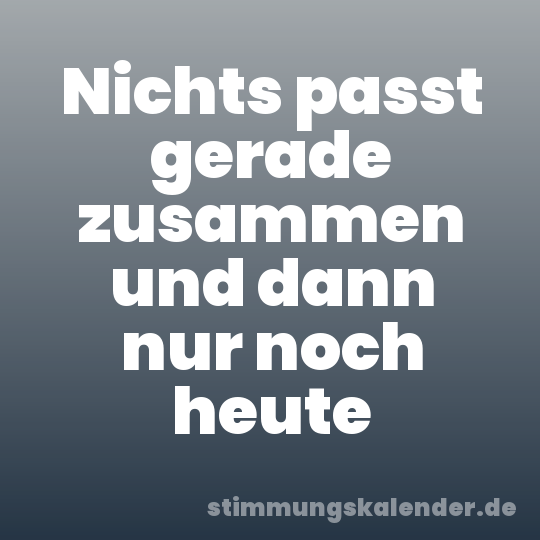 Nichts passt gerade zusammen und dann nur noch heute