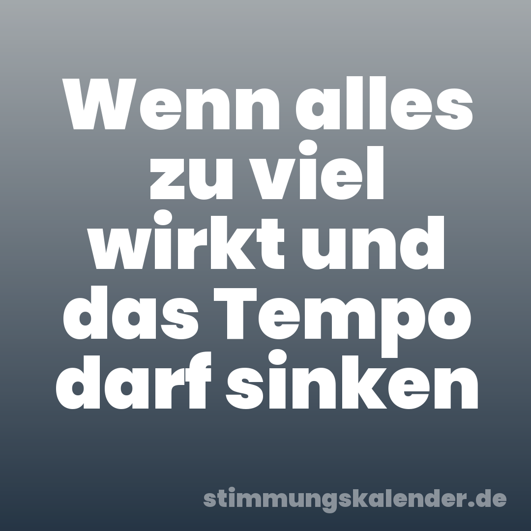 Wenn alles zu viel wirkt und das Tempo darf sinken