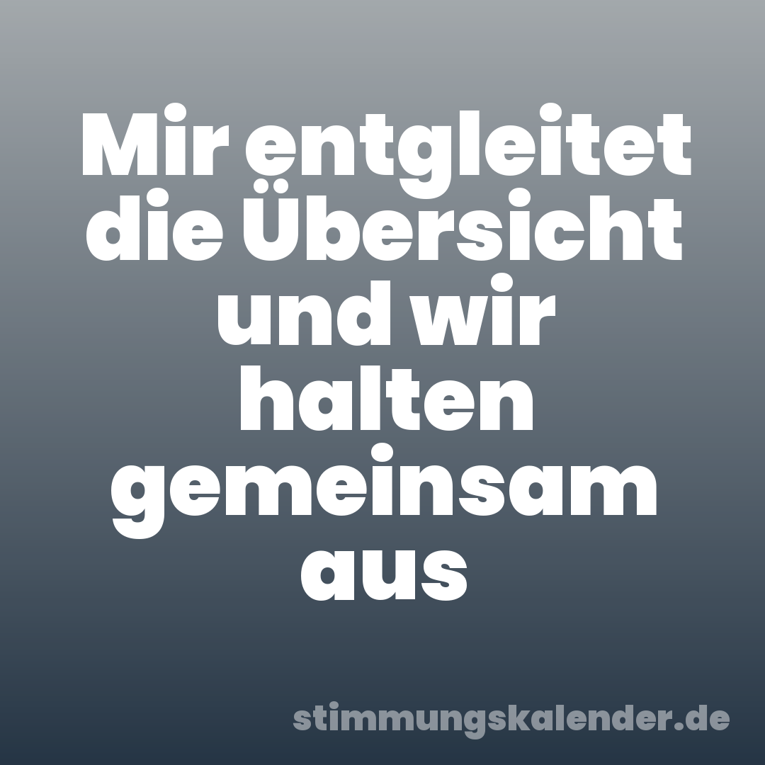 Mir entgleitet die Übersicht und wir halten gemeinsam aus