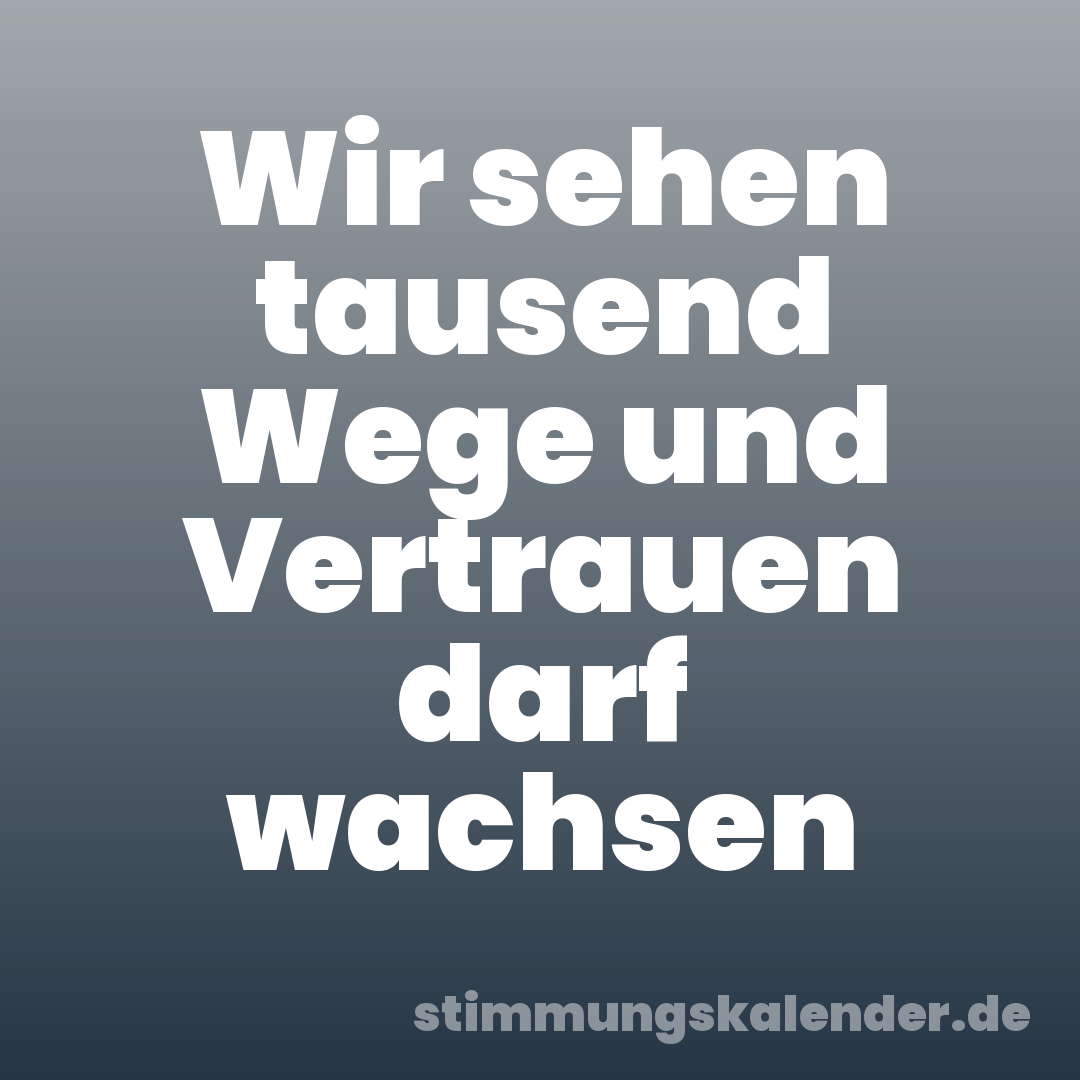 Wir sehen tausend Wege und Vertrauen darf wachsen