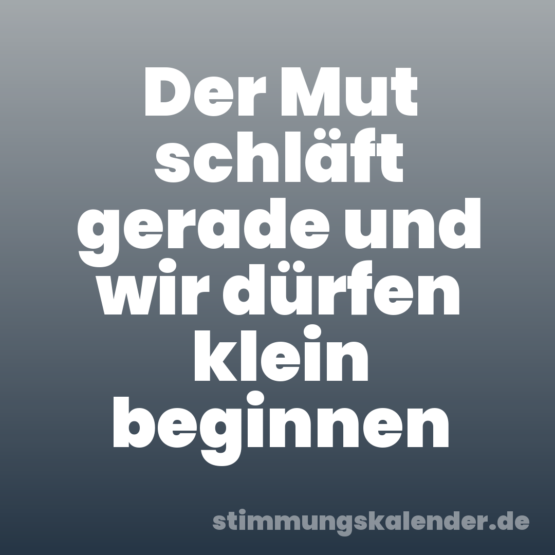 Der Mut schläft gerade und wir dürfen klein beginnen