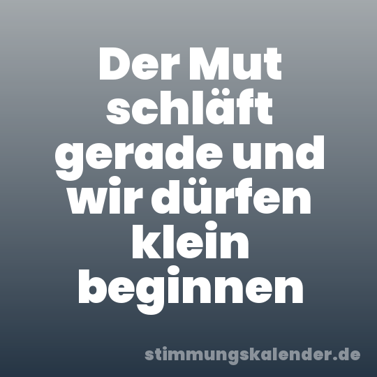 Der Mut schläft gerade und wir dürfen klein beginnen