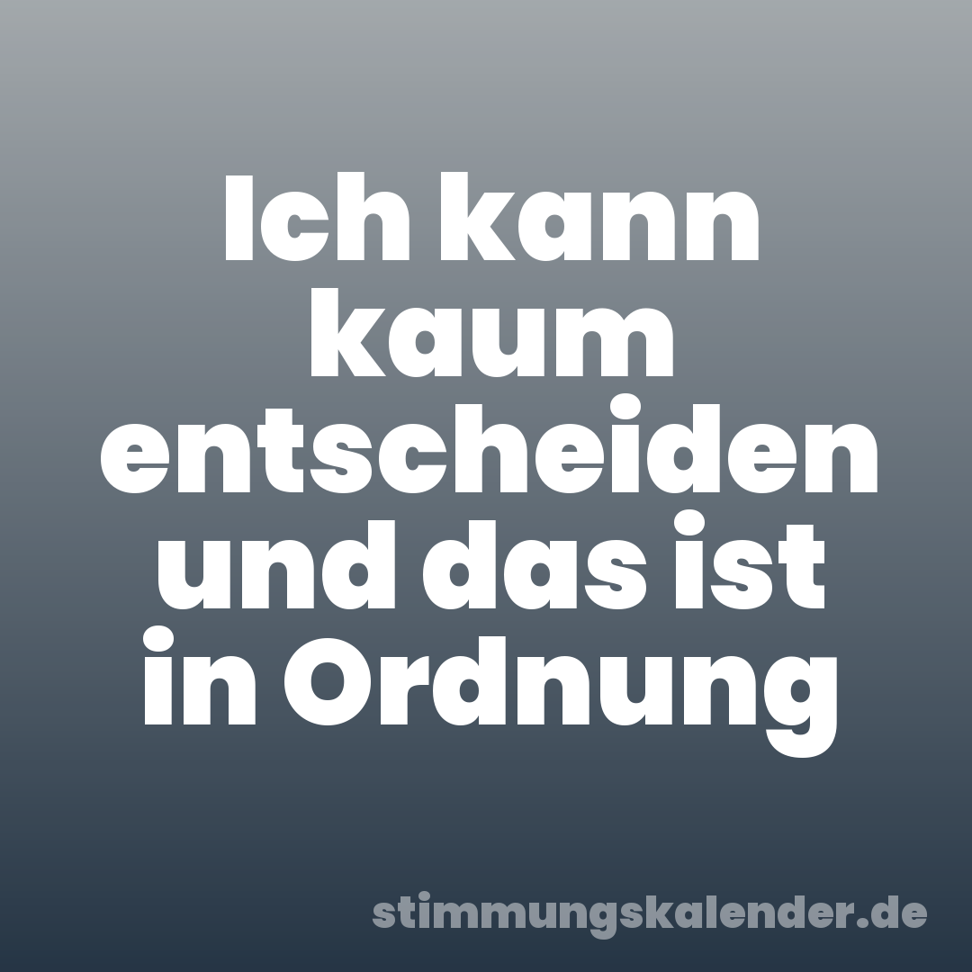 Ich kann kaum entscheiden und das ist in Ordnung