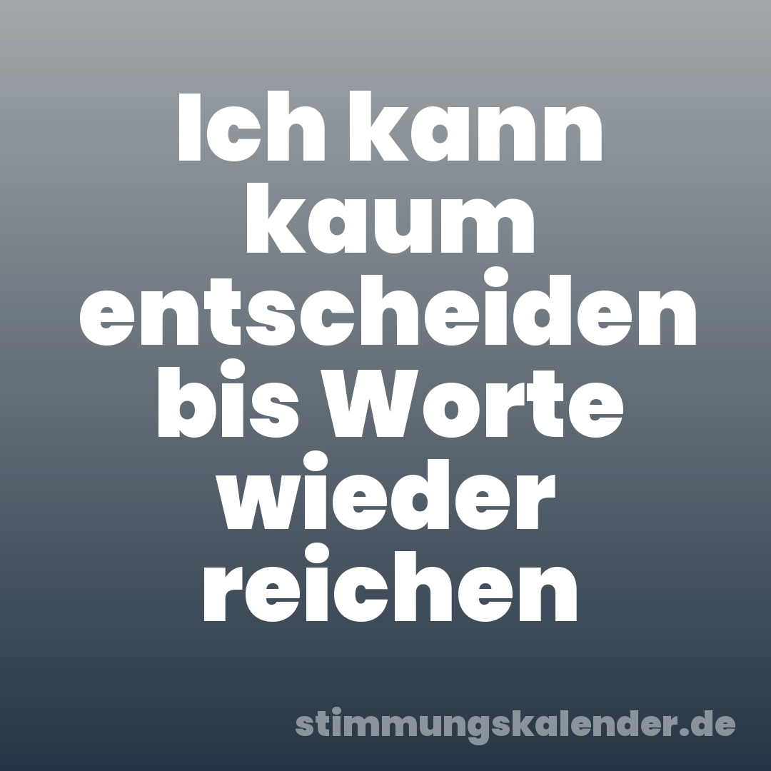 Ich kann kaum entscheiden bis Worte wieder reichen