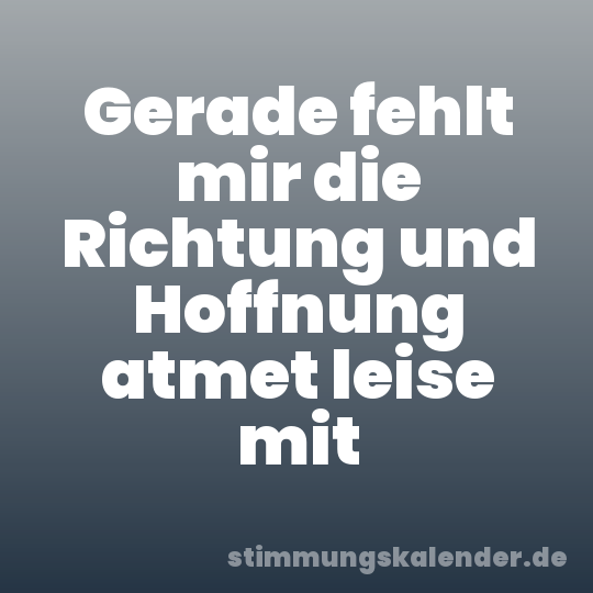 Gerade fehlt mir die Richtung und Hoffnung atmet leise mit