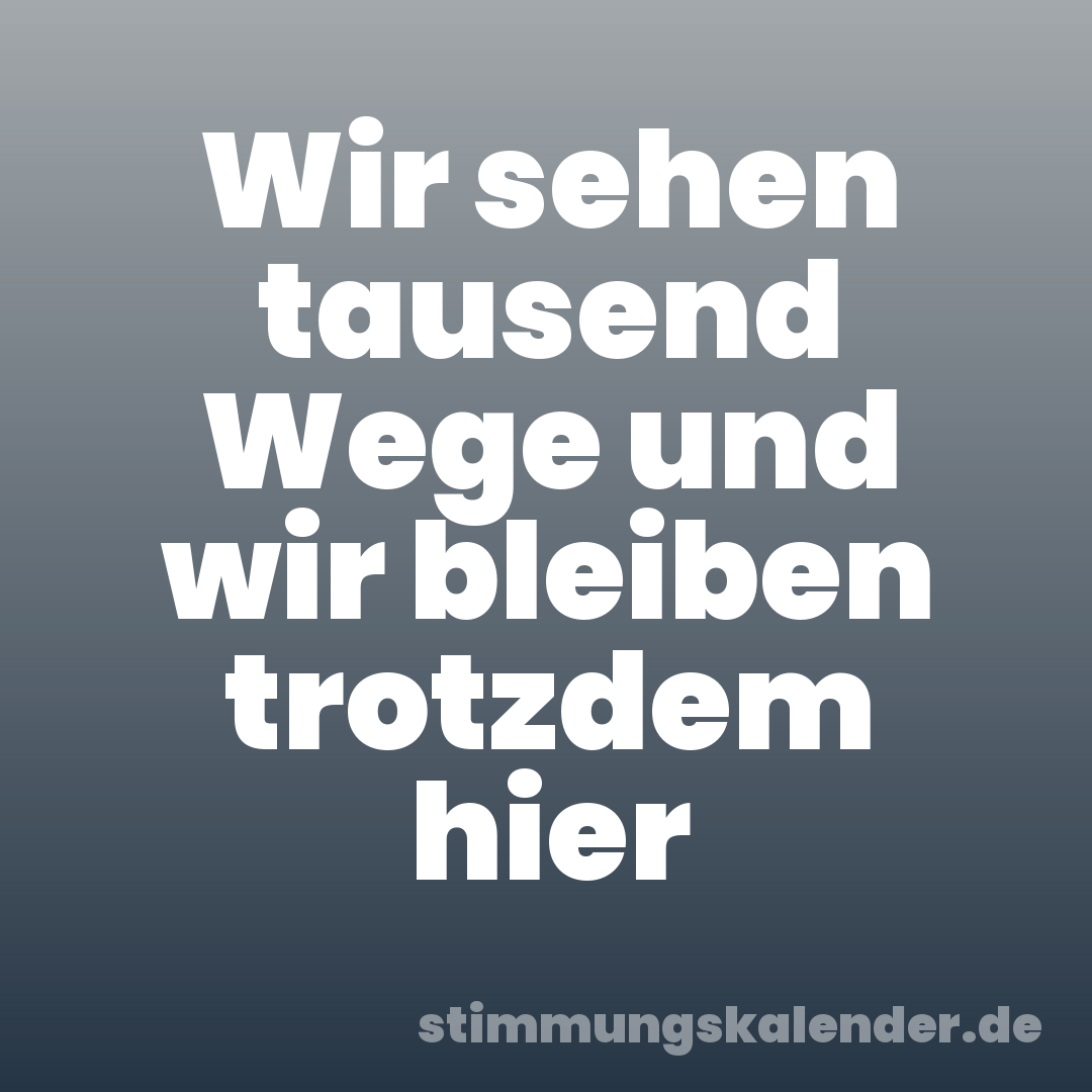 Wir sehen tausend Wege und wir bleiben trotzdem hier