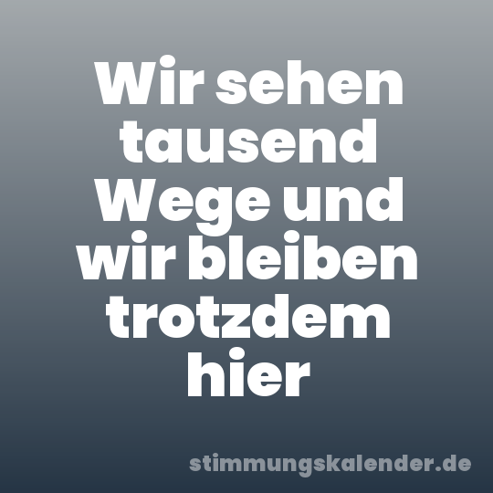 Wir sehen tausend Wege und wir bleiben trotzdem hier