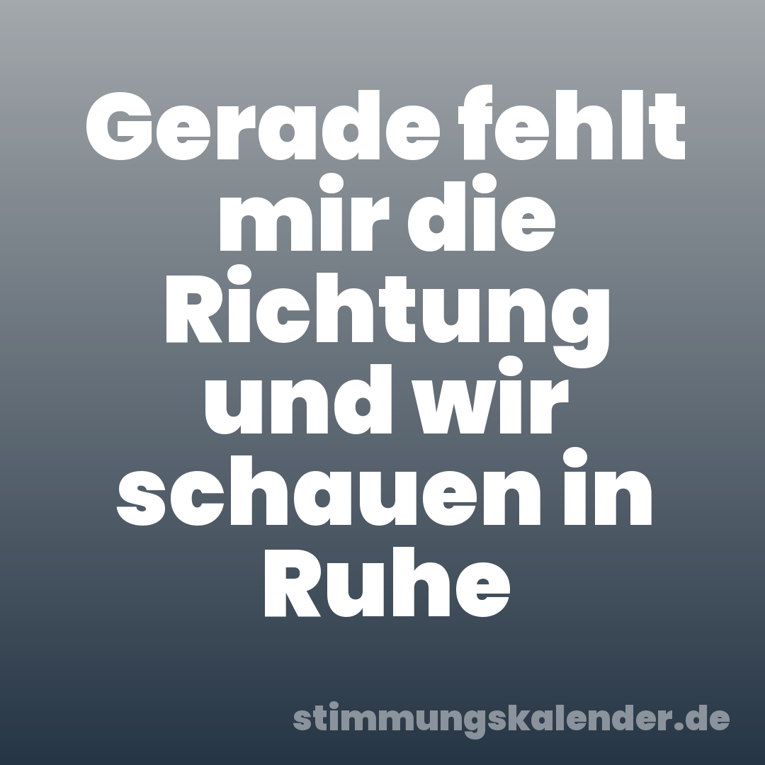Gerade fehlt mir die Richtung und wir schauen in Ruhe