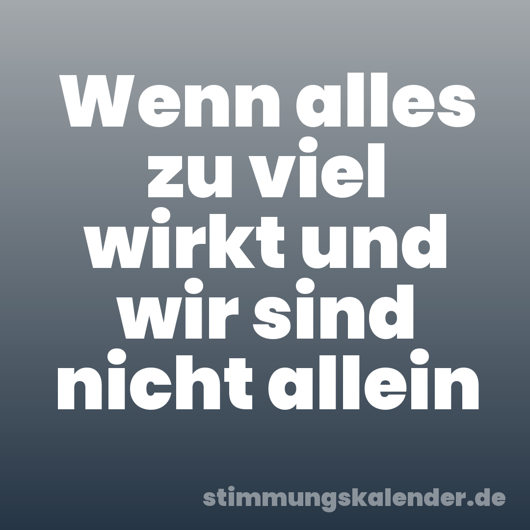 Wenn alles zu viel wirkt und wir sind nicht allein