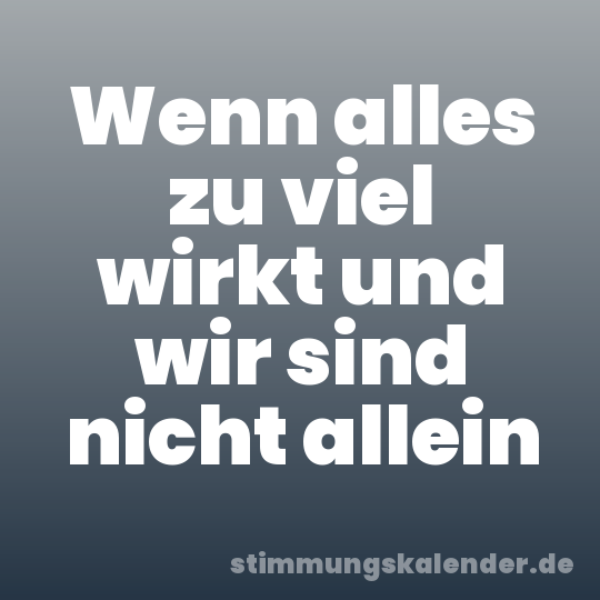 Wenn alles zu viel wirkt und wir sind nicht allein