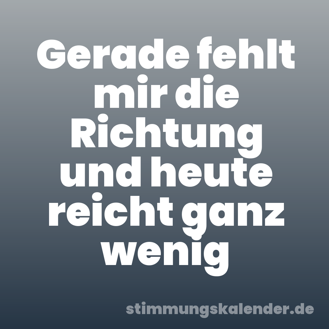 Gerade fehlt mir die Richtung und heute reicht ganz wenig