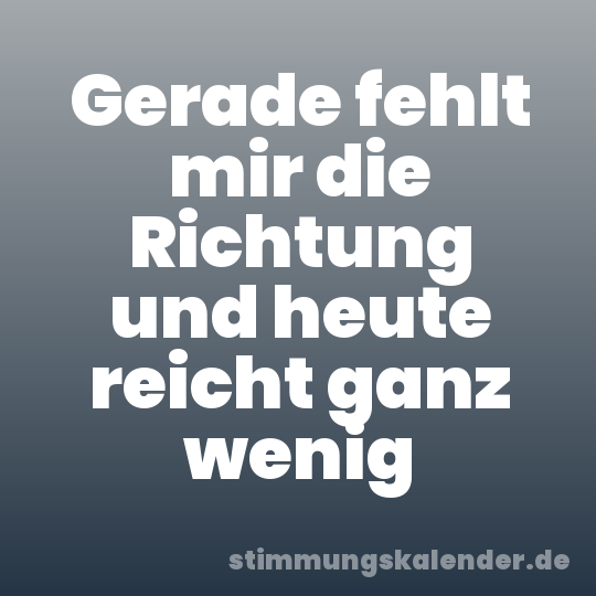 Gerade fehlt mir die Richtung und heute reicht ganz wenig