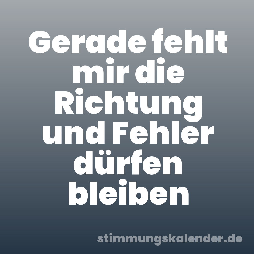 Gerade fehlt mir die Richtung und Fehler dürfen bleiben