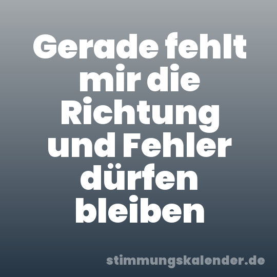 Gerade fehlt mir die Richtung und Fehler dürfen bleiben