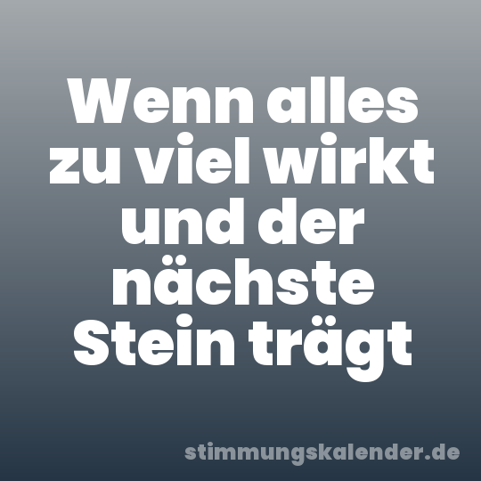 Wenn alles zu viel wirkt und der nächste Stein trägt