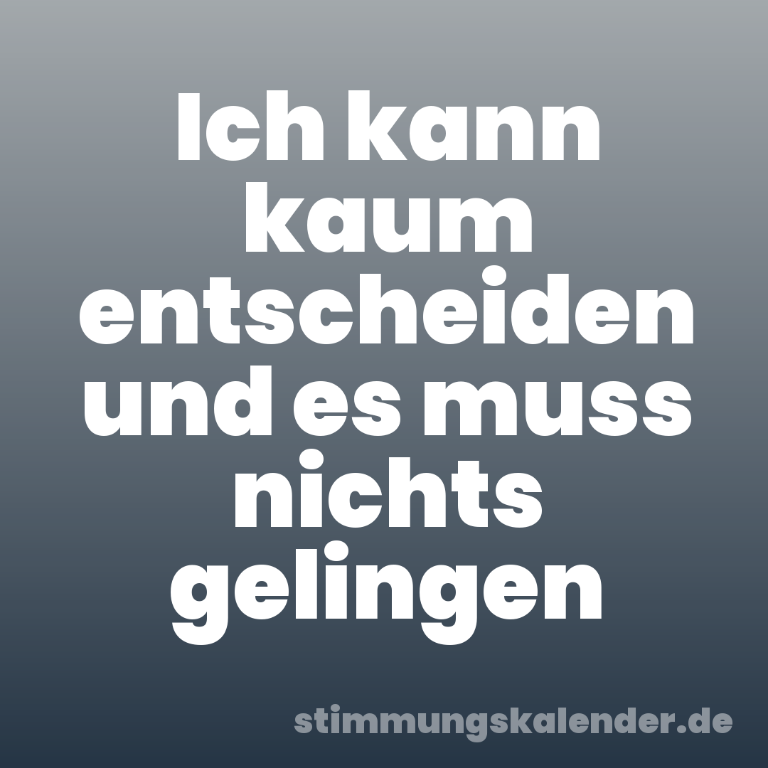 Ich kann kaum entscheiden und es muss nichts gelingen