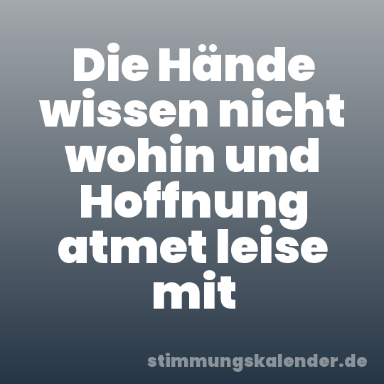 Die Hände wissen nicht wohin und Hoffnung atmet leise mit