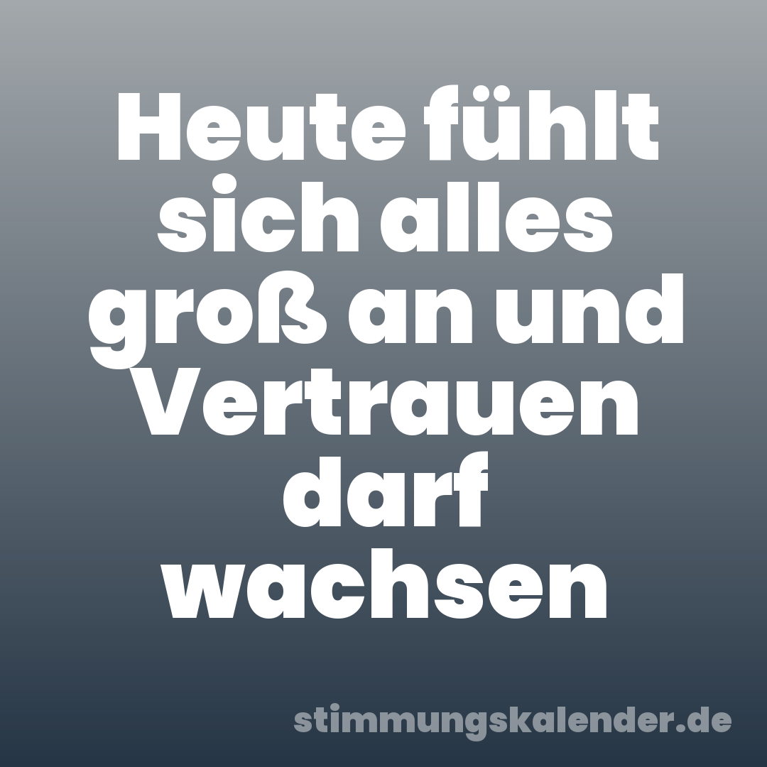 Heute fühlt sich alles groß an und Vertrauen darf wachsen